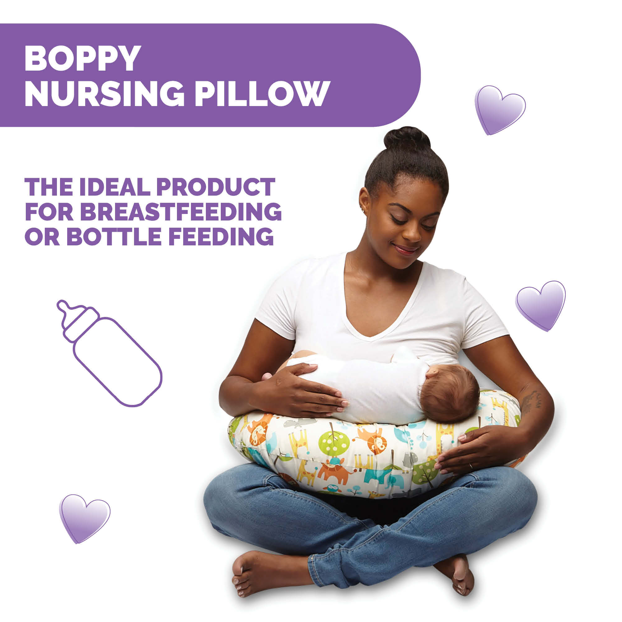 Boppy Pillow Cotton Sl. Peaceful Jungle Online For Newborns